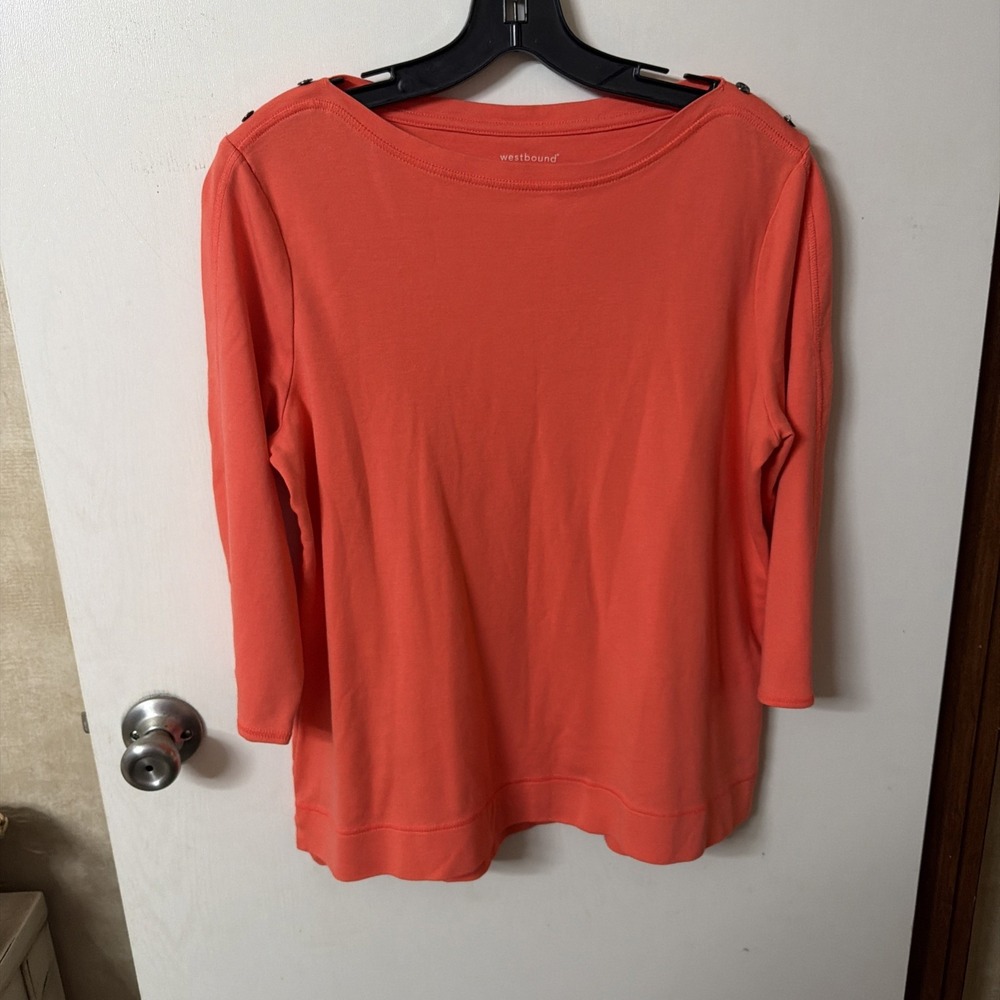 Westbound Woman Shirt Woman Size L Orange Cotton 3/4  Sleeve